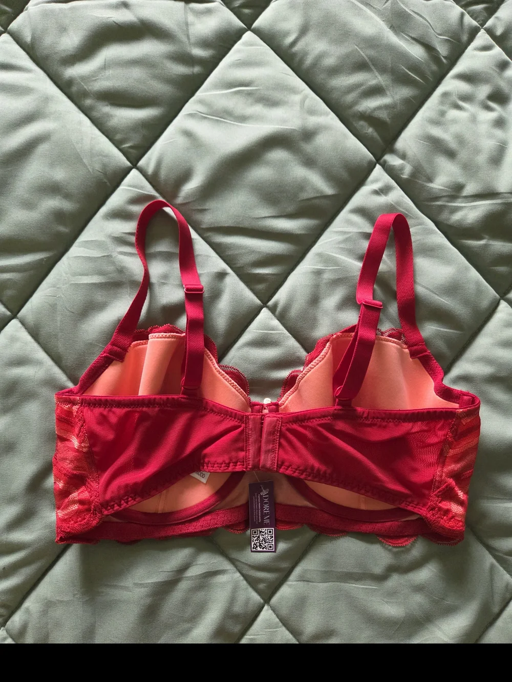 Adore Me Red Lace Underwire Longline Bra
